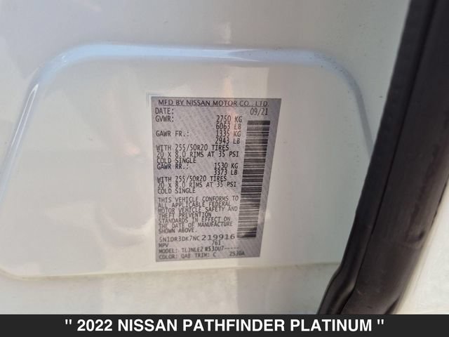 Used 2022 Nissan Pathfinder Platinum w/ Cargo Package AWD/4WD image 38