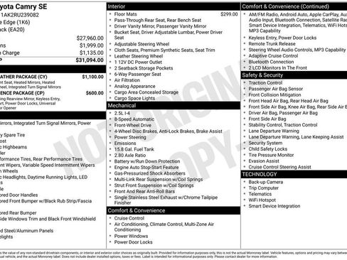 Used 2024 Toyota Camry SE w/ Cold Weather Package FWD image 17