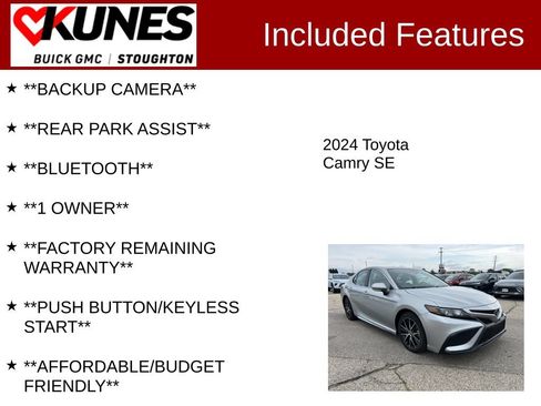 Used 2024 Toyota Camry SE FWD image 2