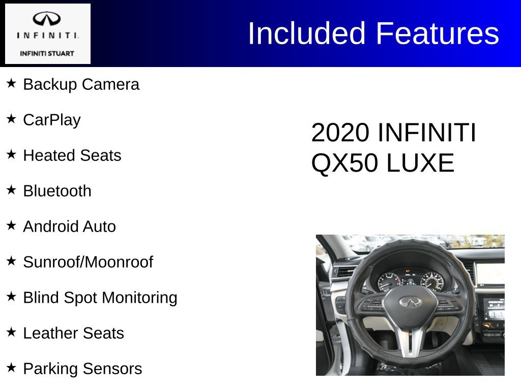 Used 2020 INFINITI QX50 Luxe w/ Navigation Package FWD image 7