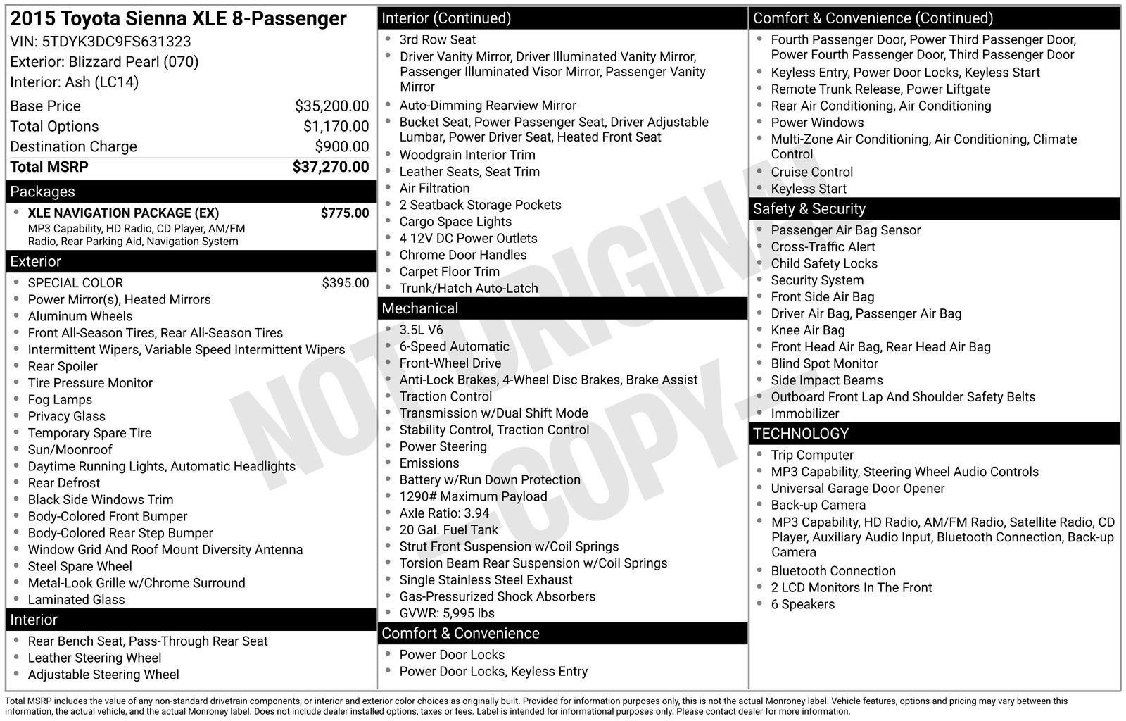 Used 2015 Toyota Sienna XLE w/ XLE Navigation Package FWD image 4