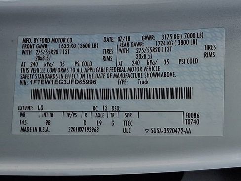 Used 2018 Ford F150 Platinum w/ Equipment Group 701A Luxury image 30