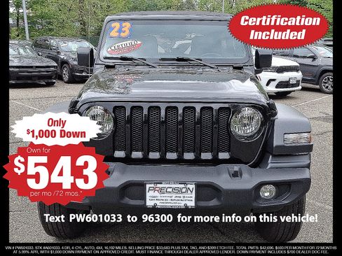 Certified 2023 Jeep Wrangler Unlimited Sport AWD/4WD image 2
