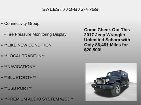 Used 2017 Jeep Wrangler Unlimited Sahara w/ Connectivity Group image 10