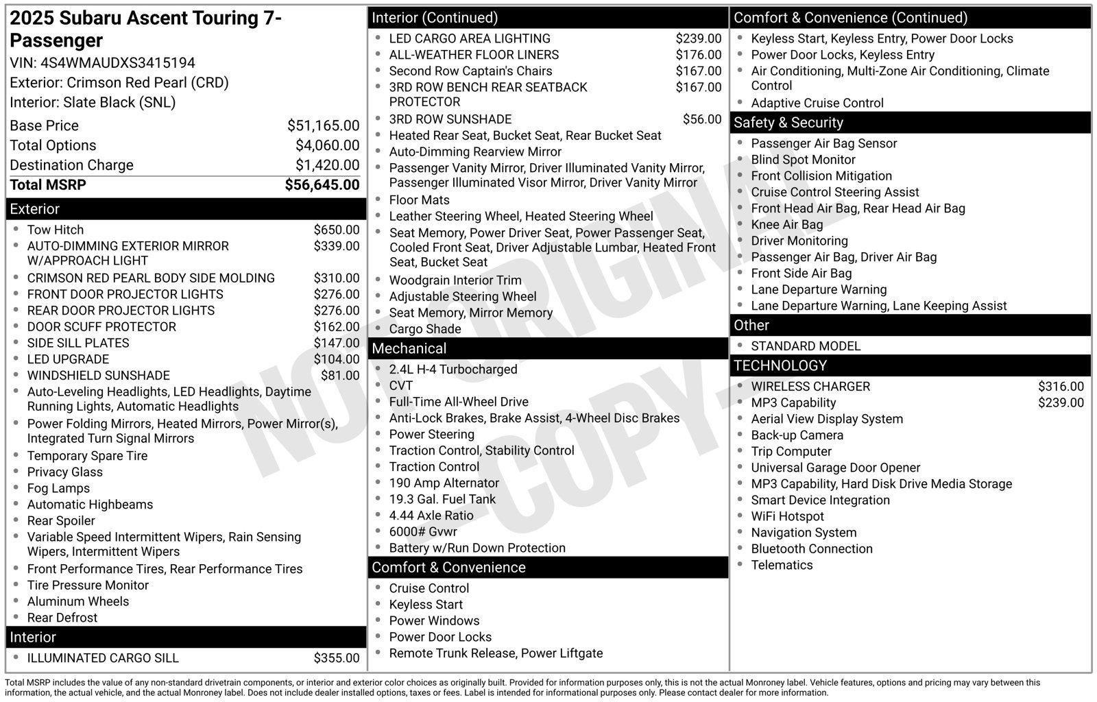 Certified 2025 Subaru Ascent Touring AWD/4WD image 18