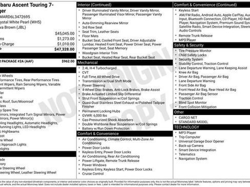 Used 2020 Subaru Ascent Touring w/ Popular Package #2A image 21