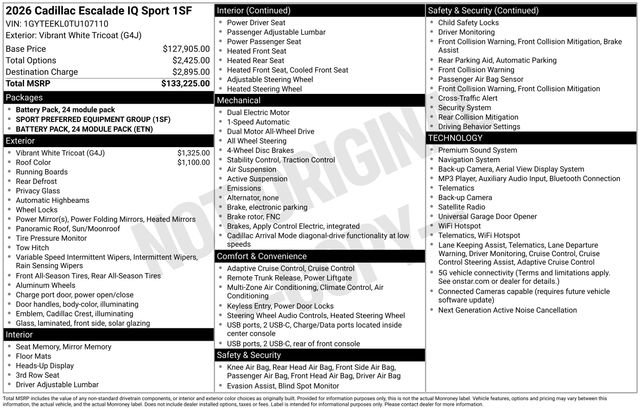 New 2026 Cadillac Escalade IQ Sport 1 AWD/4WD image 4