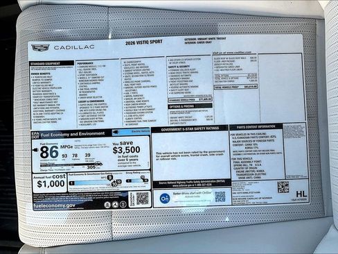 New 2026 Cadillac Vistiq Sport w/ LPO, Floor Liner Package AWD/4WD image 14