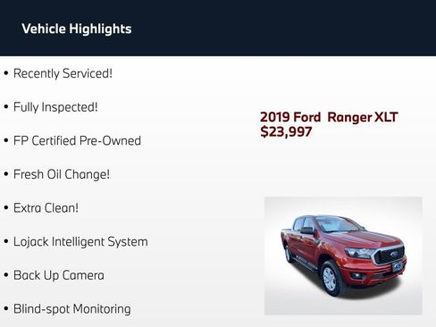 Used 2019 Ford Ranger XLT w/ Trailer Tow Package AWD/4WD image 2