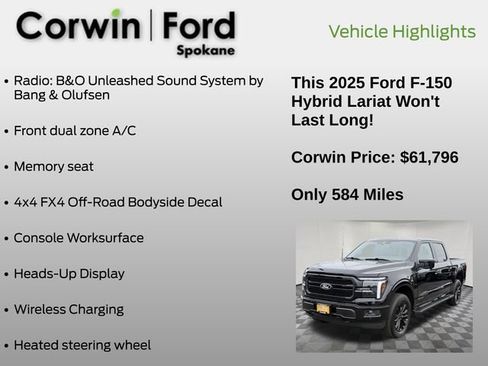 Certified 2025 Ford F150 Lariat w/ Equipment Group 502A High AWD/4WD image 19