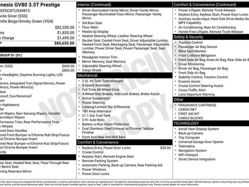 New 2026 Genesis GV80 3.5T Prestige AWD/4WD image 8