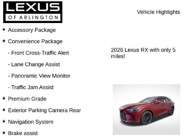New 2026 Lexus RX 350 Premium w/ Convenience Package AWD/4WD image 8