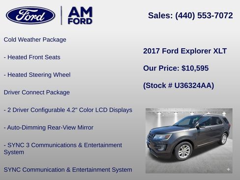 Certified 2017 Ford Explorer XLT w/ Equipment Group 201A FWD image 12