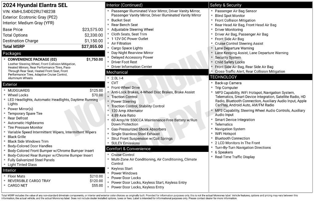 Used 2024 Hyundai Elantra SEL w/ Convenience Package FWD image 59