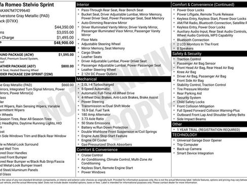 Used 2021 Alfa Romeo Stelvio Sprint w/ Sun & Sound Package AWD/4WD image 5