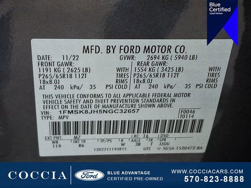Certified 2022 Ford Explorer Timberline w/ Timberline Technology Package image 28