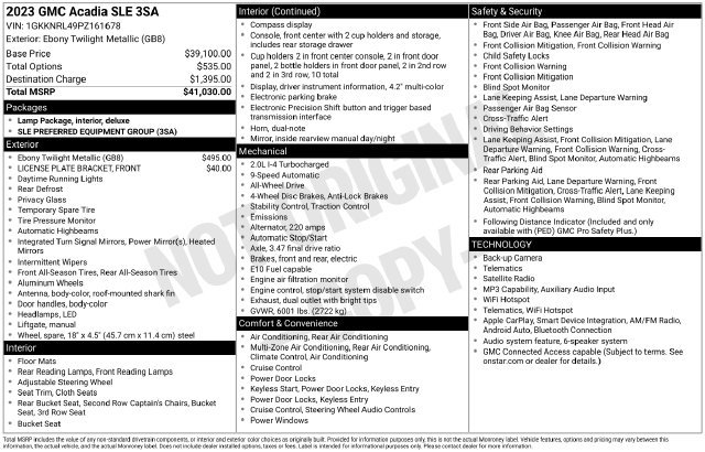 Used 2023 GMC Acadia SLE AWD/4WD image 49