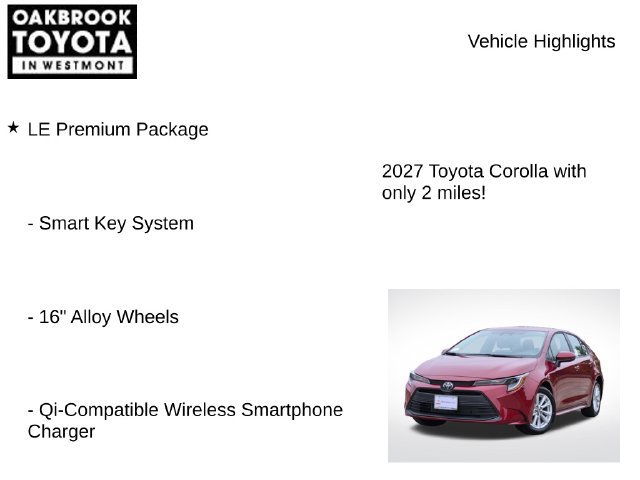 New 2027 Toyota Corolla LE w/ LE Premium Package FWD image 7