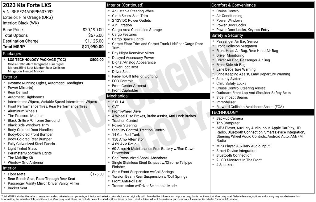 Used 2023 Kia Forte LXS w/ LXS Technology Package FWD image 18