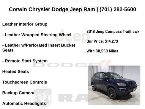 Certified 2018 Jeep Compass Trailhawk w/ Leather Interior Group image 14