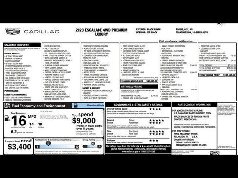 Used 2023 Cadillac Escalade Premium Luxury w/ Performance Package image 3