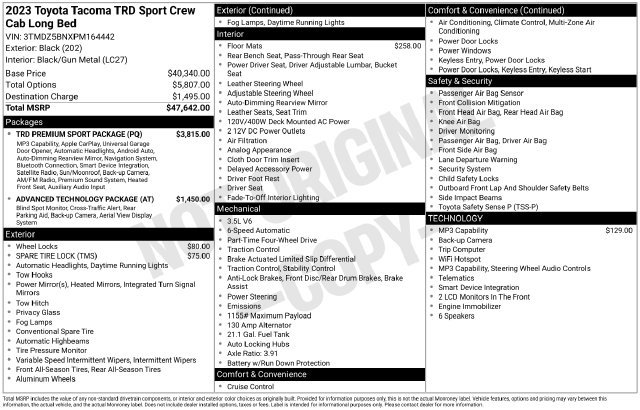 Used 2023 Toyota Tacoma TRD Sport w/ TRD Premium Sport Package AWD/4WD image 35