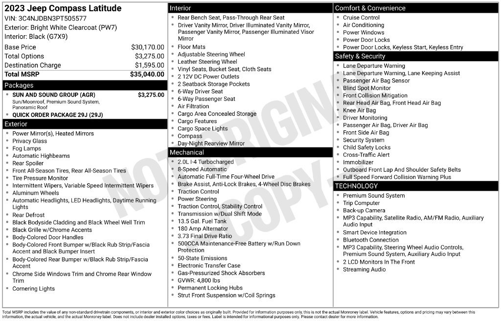 Used 2023 Jeep Compass Latitude w/ Sun and Sound Group AWD/4WD image 26