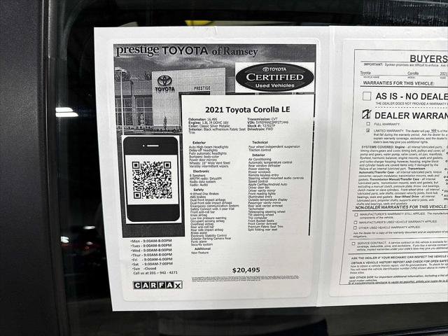 Certified 2021 Toyota Corolla LE FWD image 12