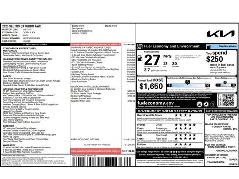 Used 2023 Kia Seltos SX w/ SX Sunroof Package image 2