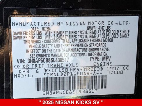 Certified 2025 Nissan Kicks SV w/ SV Premium Package AWD/4WD image 41