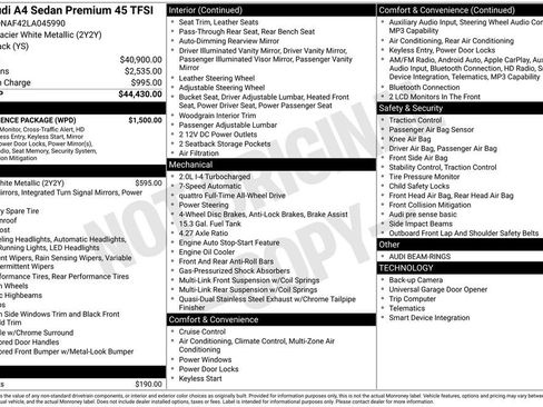 Used 2020 Audi A4 2.0T Premium w/ Convenience Package image 4