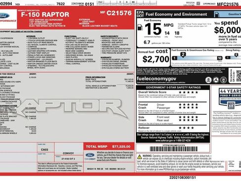 Used 2021 Ford F150 Raptor w/ Equipment Group 801A High AWD/4WD image 35