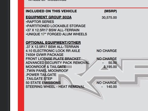 Used 2023 Ford F150 Raptor w/ Equipment Group 802A Raptor R image 6