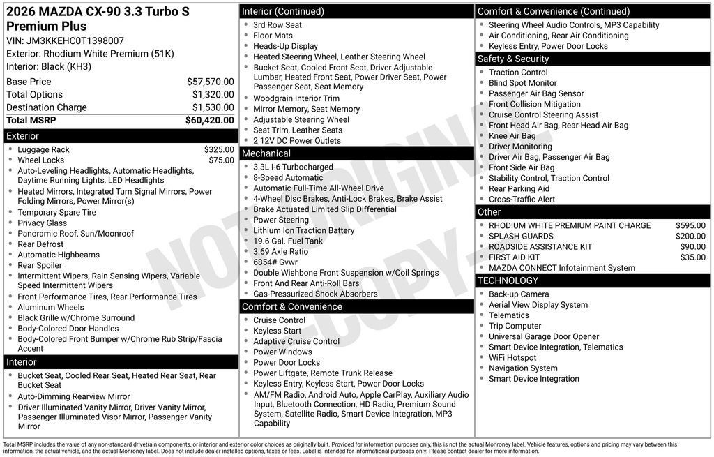 New 2026 MAZDA CX-90 3.3 Turbo S w/ Premium Plus AWD/4WD image 38