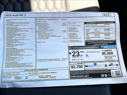 New 2026 Audi RS 3 AWD/4WD image 14