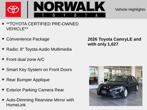 Certified 2026 Toyota Camry LE w/ Convenience Package FWD image 10