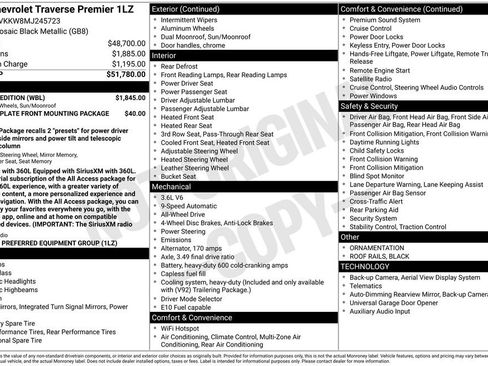 Used 2021 Chevrolet Traverse Premier w/ Redline Edition AWD/4WD image 4