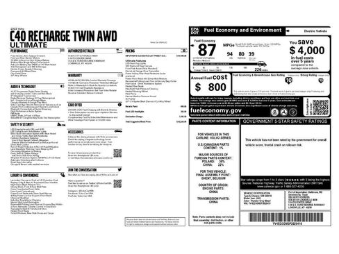 Used 2023 Volvo C40 P8 Recharge Ultimate AWD/4WD image 2