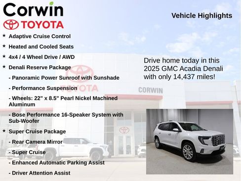 Used 2025 GMC Acadia Denali w/ Super Cruise Package AWD/4WD image 7