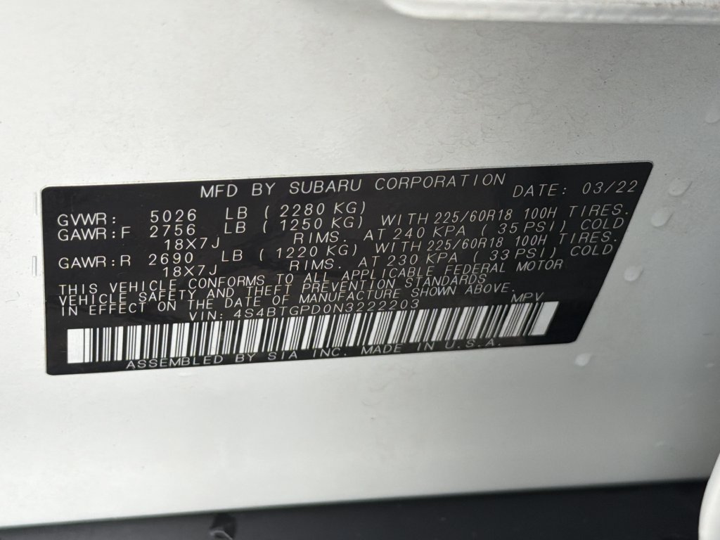 Certified 2022 Subaru Outback Touring XT AWD/4WD image 33