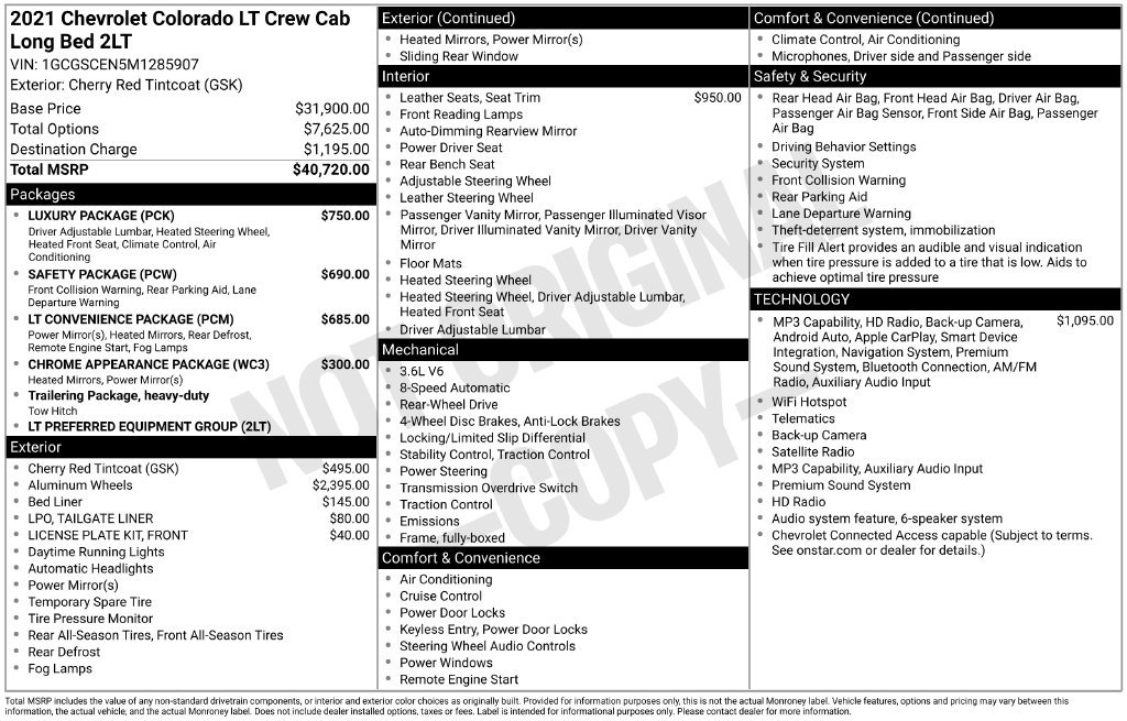 Used 2021 Chevrolet Colorado LT w/ Luxury Package RWD image 5