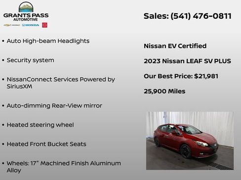 Certified 2023 Nissan Leaf SV Plus FWD image 13
