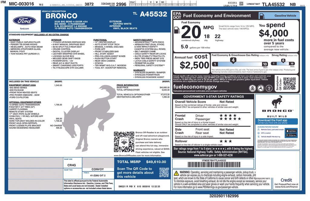 Used 2026 Ford Bronco Big Bend AWD/4WD image 48