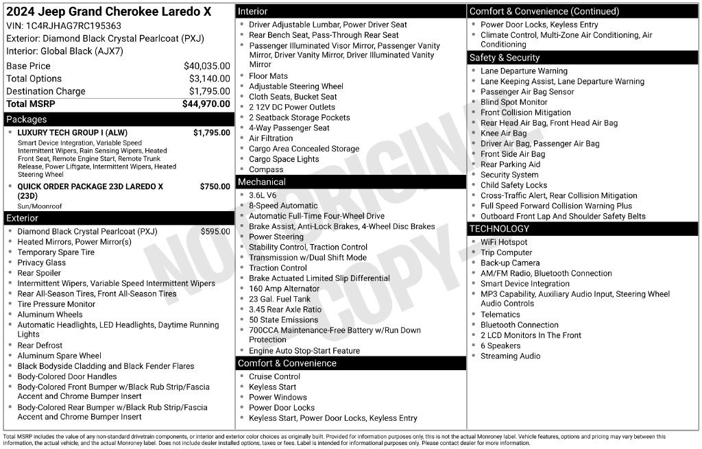 Certified 2024 Jeep Grand Cherokee Laredo X w/ Luxury Tech Group I AWD/4WD image 44