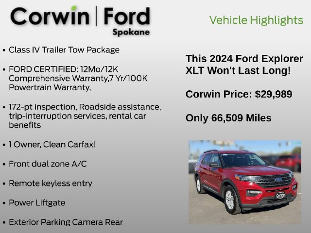 Certified 2024 Ford Explorer XLT w/ Class IV Trailer Tow Package AWD/4WD image 7