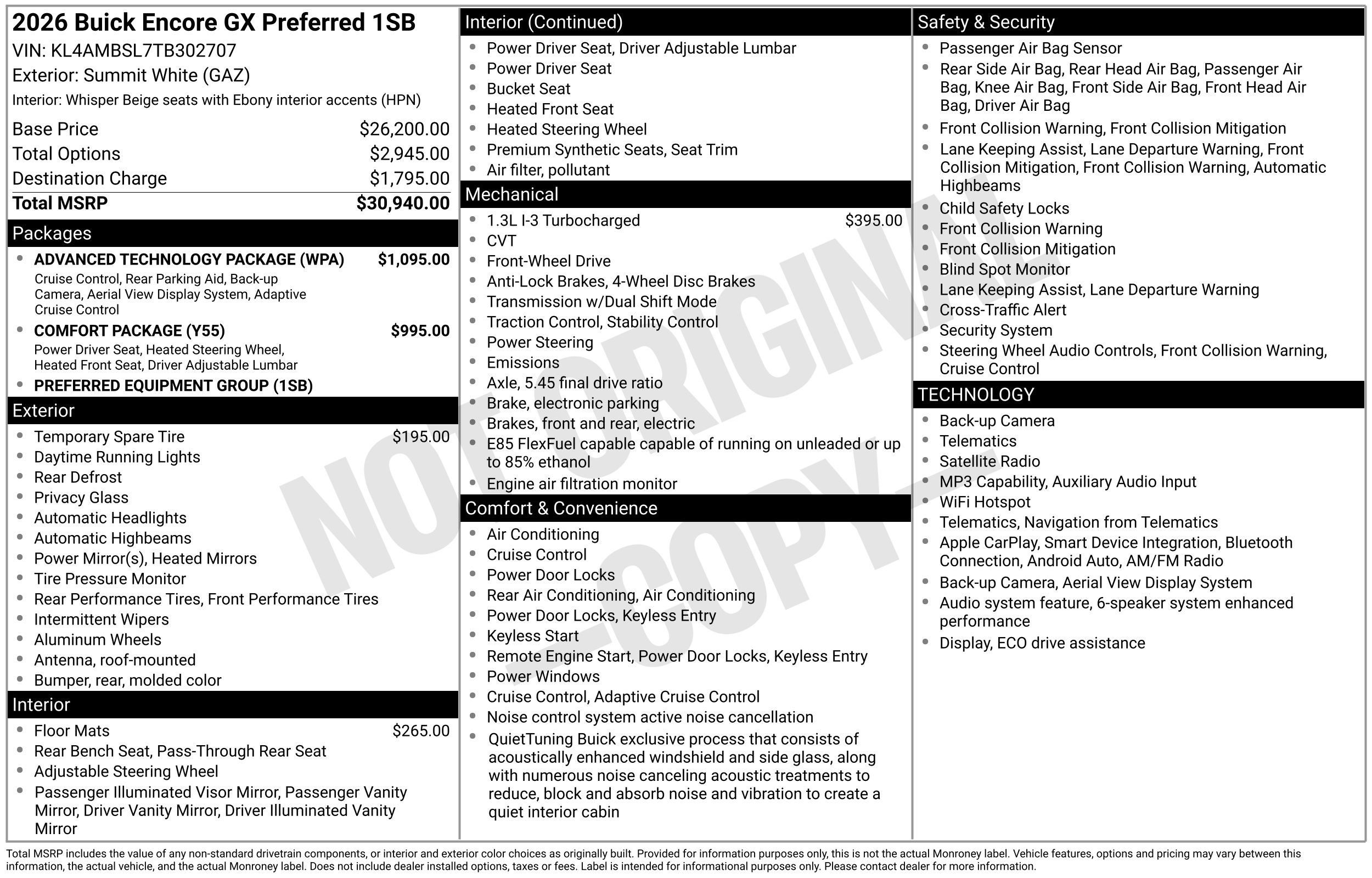 New 2026 Buick Encore GX Preferred w/ Advanced Technology Package FWD image 39