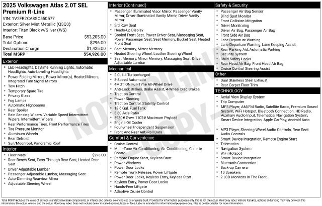 Certified 2025 Volkswagen Atlas SEL Premium R-Line AWD/4WD image 32