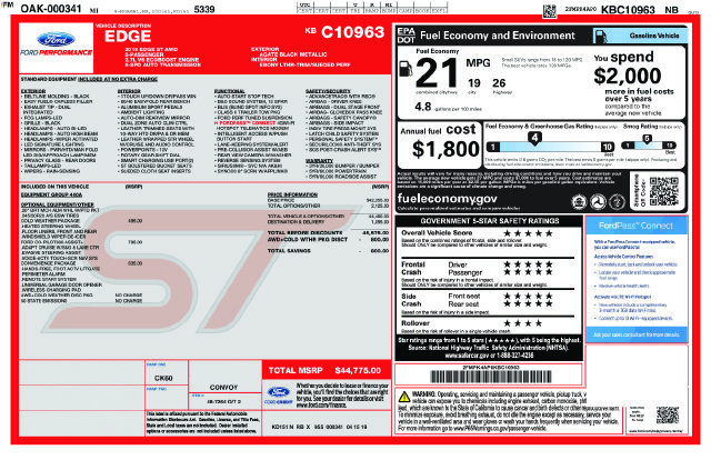 Certified 2019 Ford Edge ST w/ Convenience Package AWD/4WD image 5