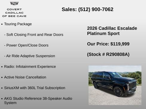 Used 2026 Cadillac Escalade Platinum Sport w/ LPO, Floor Liner Package AWD/4WD image 6