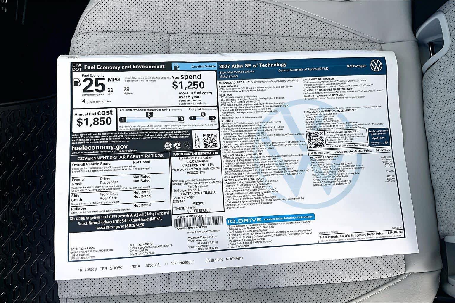 New 2027 Volkswagen Atlas SE FWD image 22